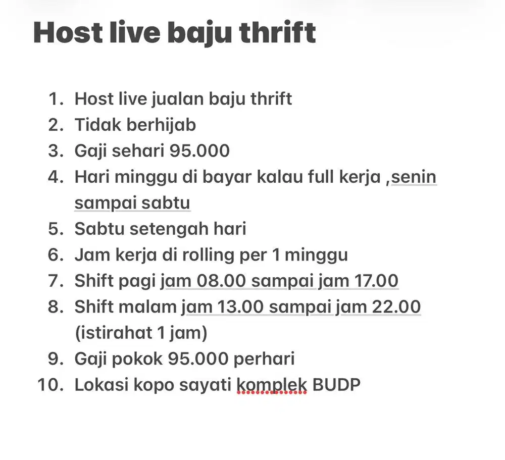 Di butuhkan host live berpengalaman baju thrift