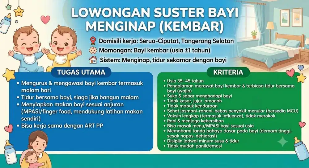 Suter Rawat Bayi Kembar Menginap