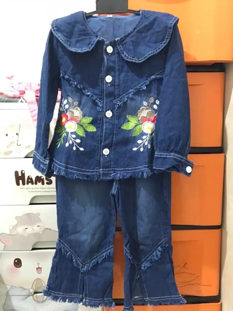 Baju set anak denim