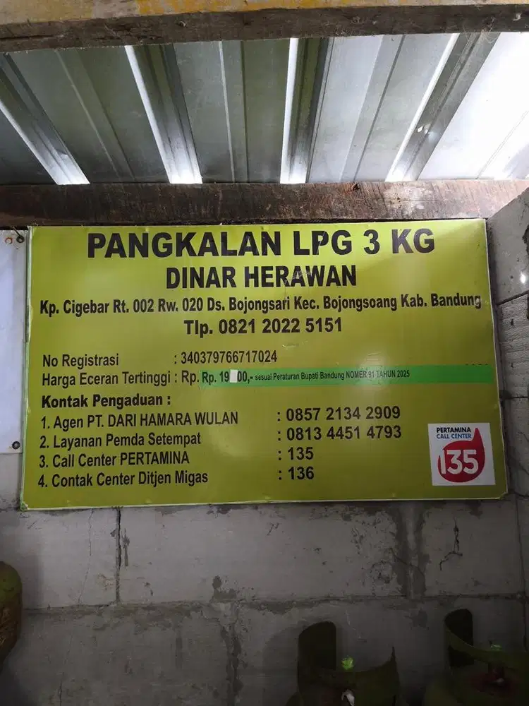 JUAL PANGKALAN GAS LPG DAN SEISINYA