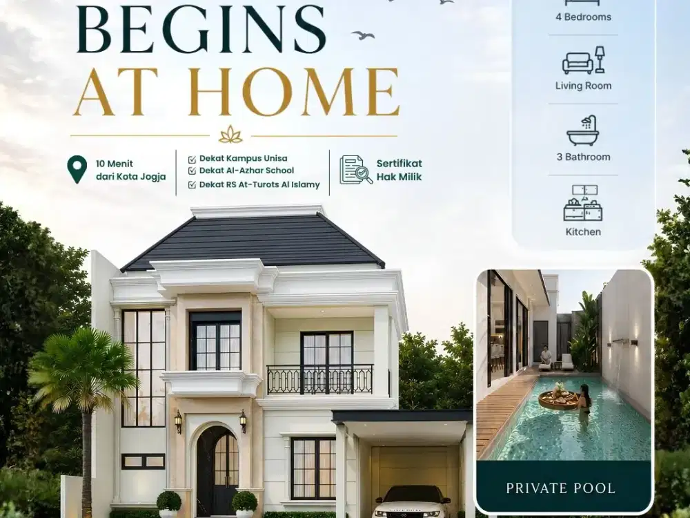 Rumah American Classic Jogja Lokasi Premium Jl Godean SHM Ready Siap AJB