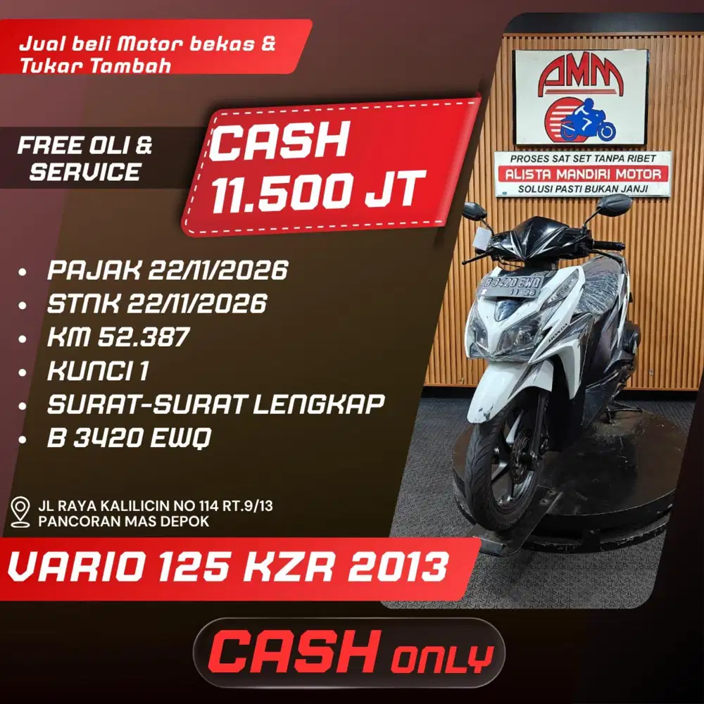 VARIO 125 KZR 2013 PAJAK HIDUP SPAYLATER KREDIVO CASH ONLY ALISTA
