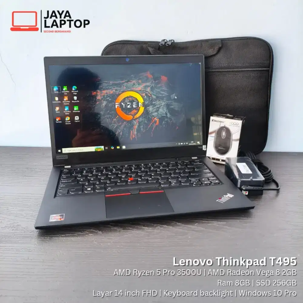 Lenovo Thinkpad T495 Ryzen 5 Pro RAM 8GB SSD 256GB Laptop Second Bekas