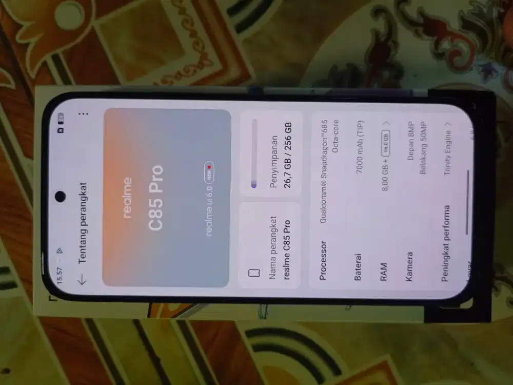 REALME C85 PRO 8/256 PARROT PURPLE FULLSET MULUS 99% GARANSI RESMI