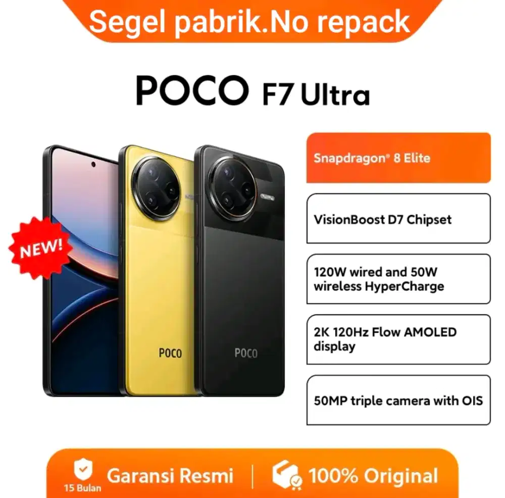 Poco F7 Ultra 16/512. Baru. Segel pabrik. Garansi resmi 15 bulan