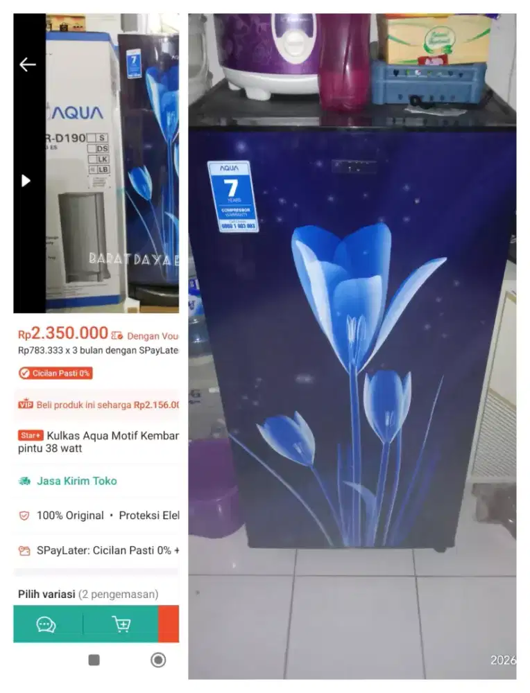 Kulkas merk AQUA 1 pintu