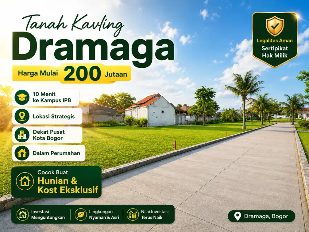Tanah 2 Jt-an Dekat Kampus IPB, Cocok Buat Kost, SHM Siap Balik Nama