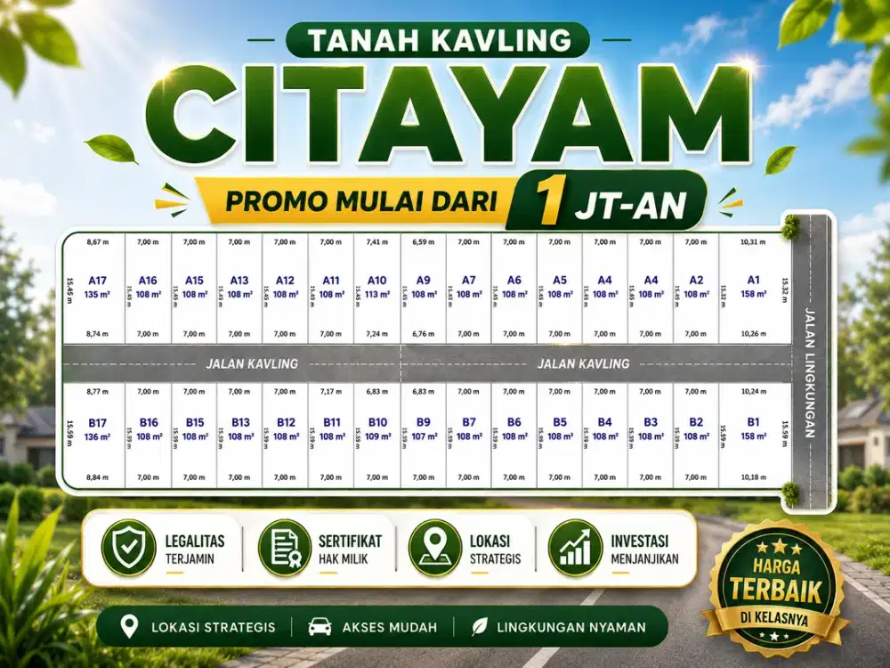 Kavling Murah 1 Jt-an Dekat Tugu Macan, SHM