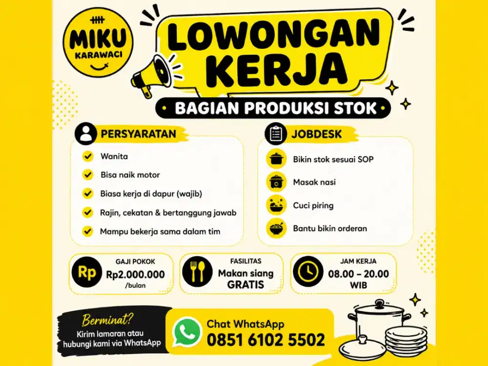 LOKER PRODUKSI STOK RESTO ONLINE