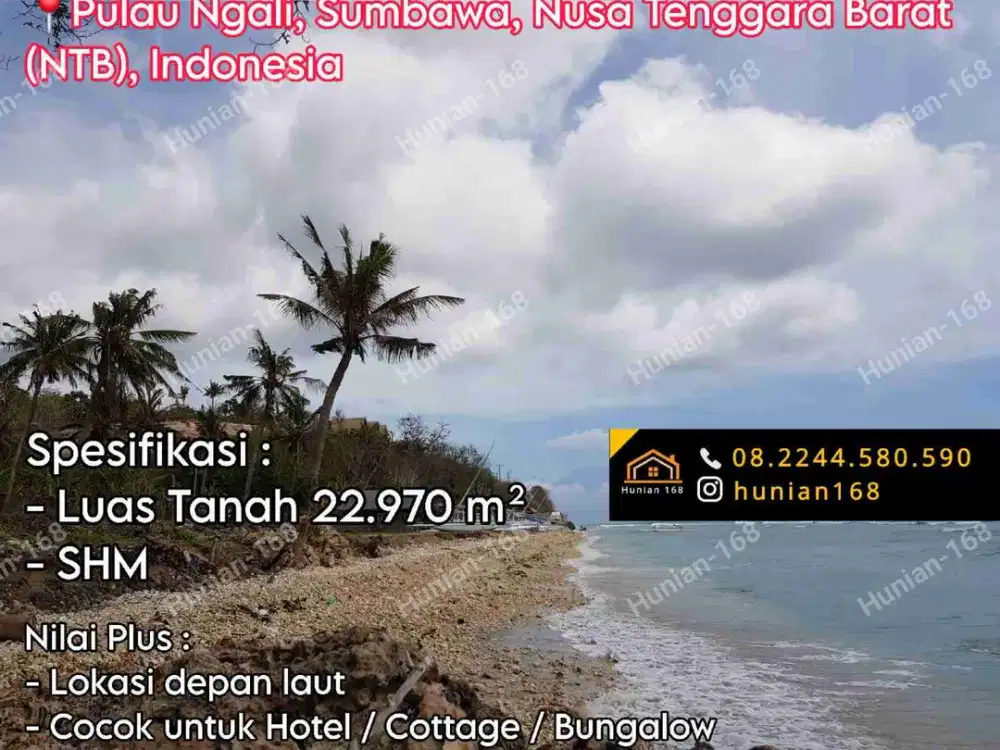 Tanah Pinggir Depan Pantai Tebing Laut Pulau Ngali Moyo Island Sumbawa Nusa Tenggara Barat NTB Lombok Senggigi Indonesia For Sale Land Beach Front Sea Ocean Cliffs Ngali Island Moyo Sumbawa West Nusa Tenggara NTB Lombok Bali Indonesia