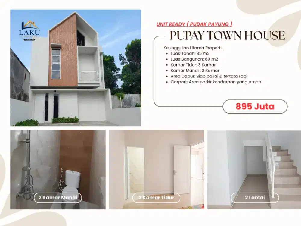 RUMAH 2 LANTAI SIAP HUNI DI PUDAK PAYUNG TOWN HOUSE