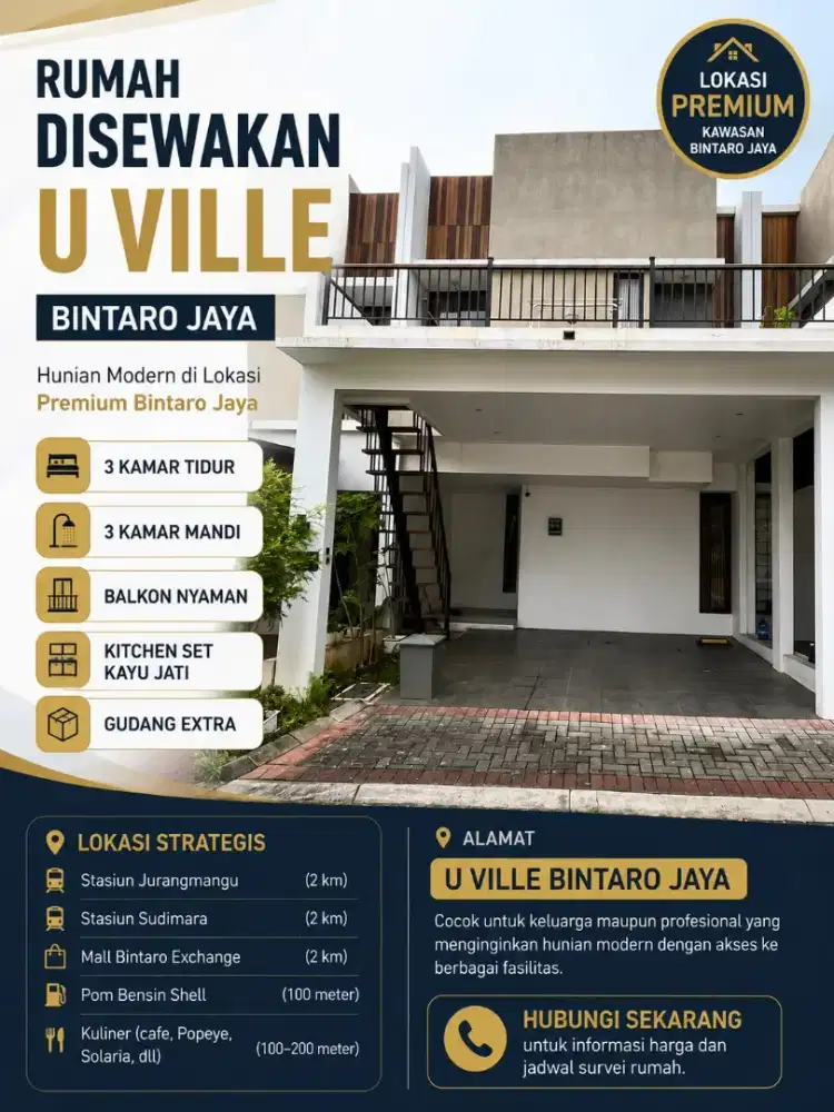 Di Jual Rumah Modern Bintaro Jaya, Diapit Mall Besar dan Stasiun KRL