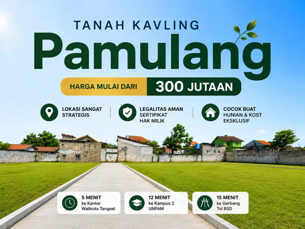 Tanah Kavling Murah, 5 Menit Kantor Walikota Tangsel, SHM