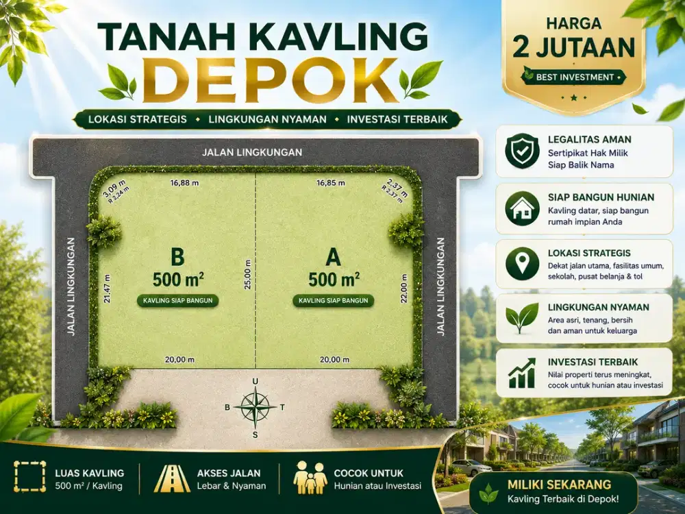 Kavling Murah Hanya 2 Jt-an Dekat ke Terminal Pondok Cabe, SHM