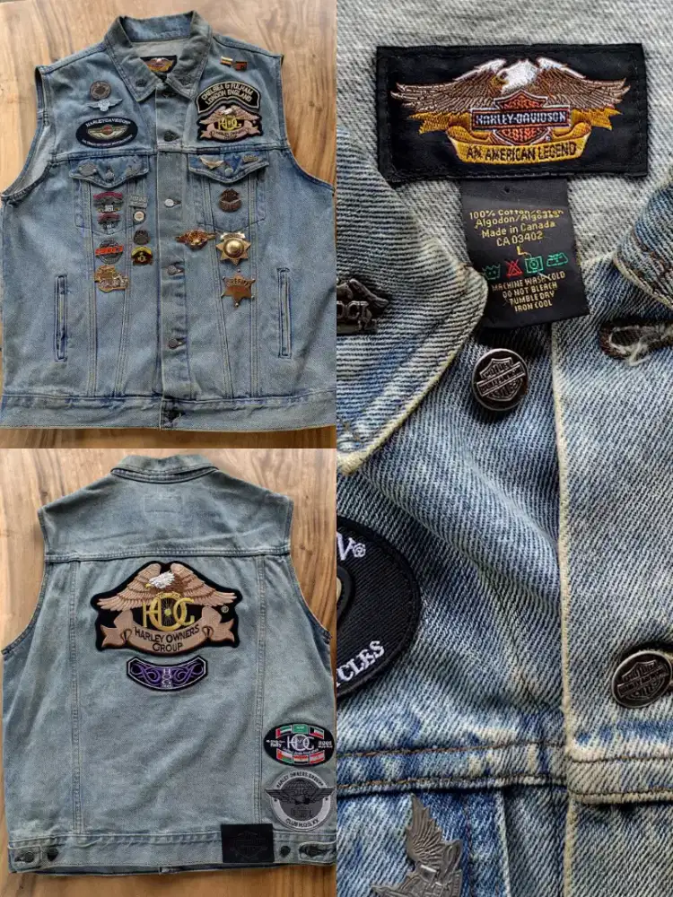 Rompi denim harley davidson original full aksesoris