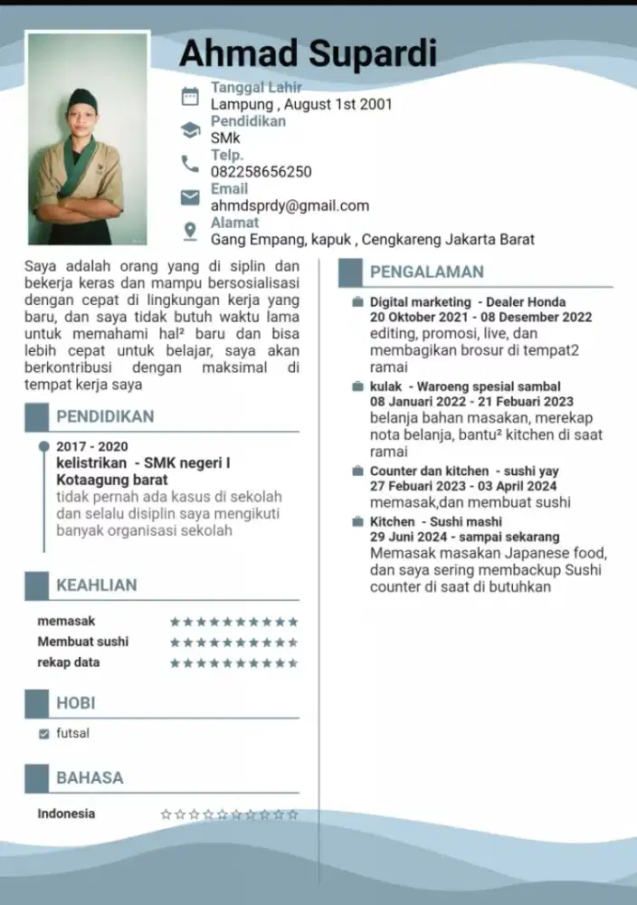Cari lowongan kerja cook Japanese food