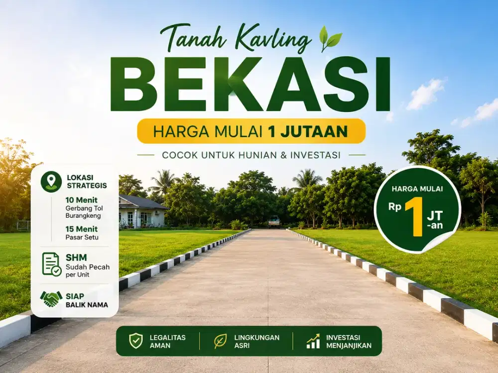 Tanah Murah 1 Jt-an, 10 Menit ke Pintu Tol Burangkeng, SHM Sudah Pecah