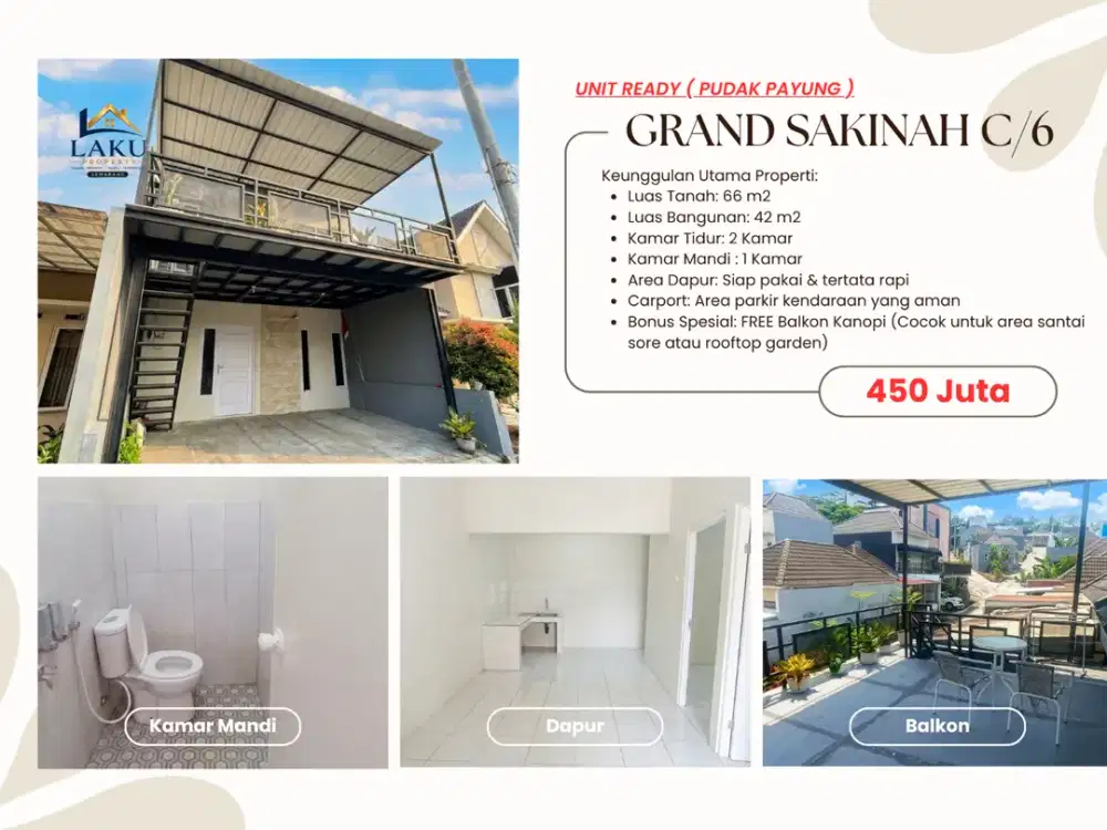 Grand Sakinah C/6 Unit Ready, Free Balkon Kanopi Siap Pakai!