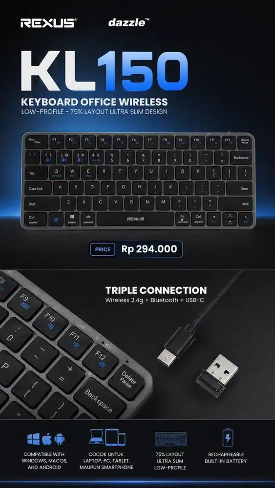 Keyboard bluetooth rexus KL150