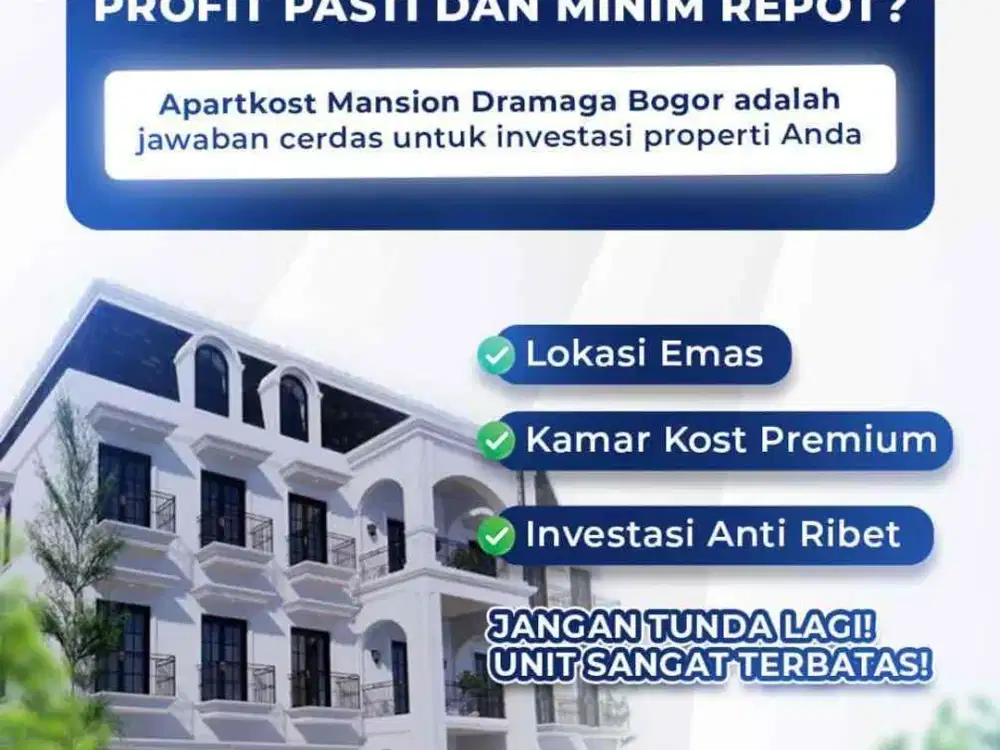 Investasi passive income bangunan apartkost dekat kampus IPB Dramaga, Bogor