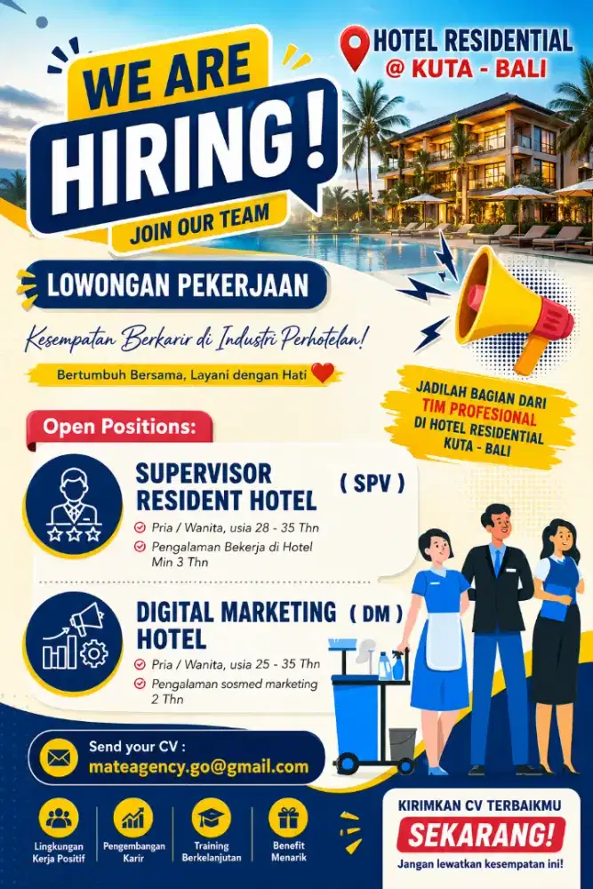 Loker Supervisor Hotel Resident di Kuta Bali