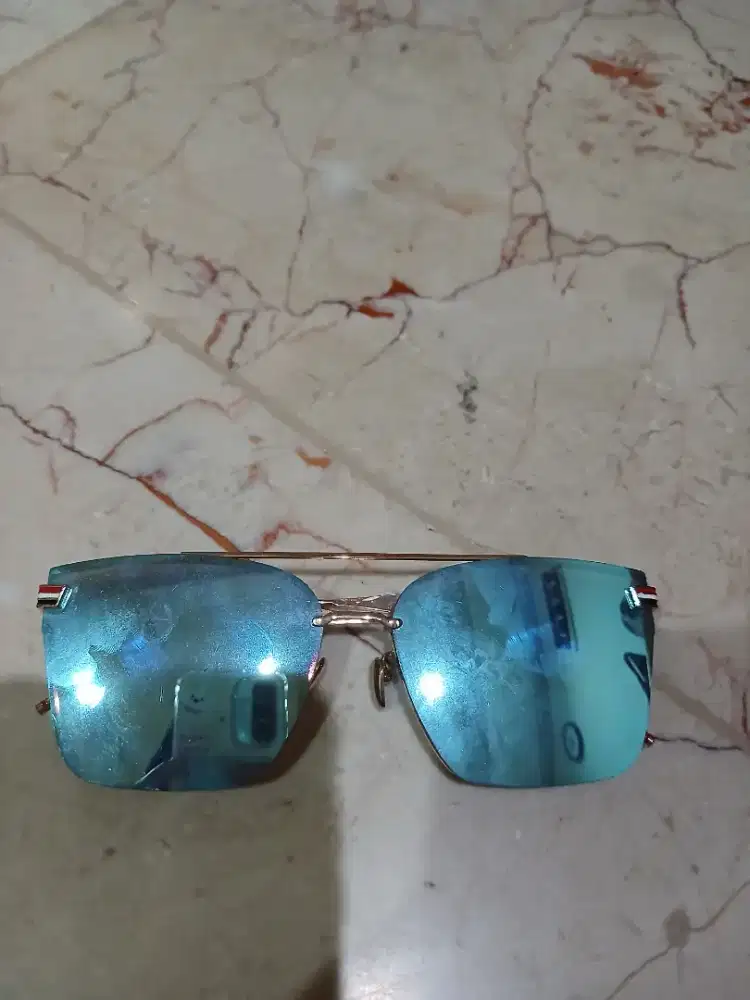 Kacamata Fashion model Rimless Gold Lensa Blue