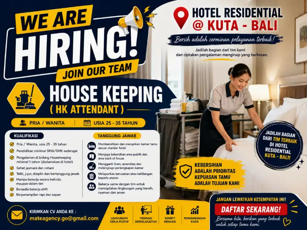 Lowongan House Keeping Hotel Resident