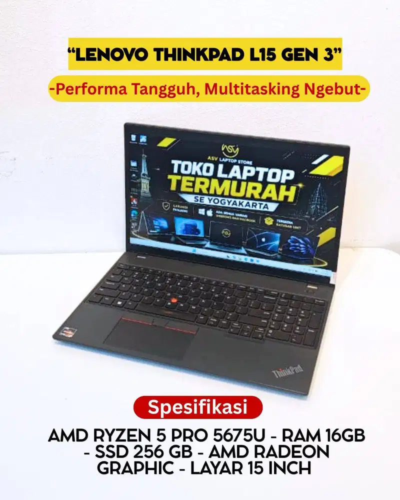 LENOVO THINKPAD L15 3RD RYZEN 5 PRO 5675U RAM 16GB SSD 256GB 15 INCH