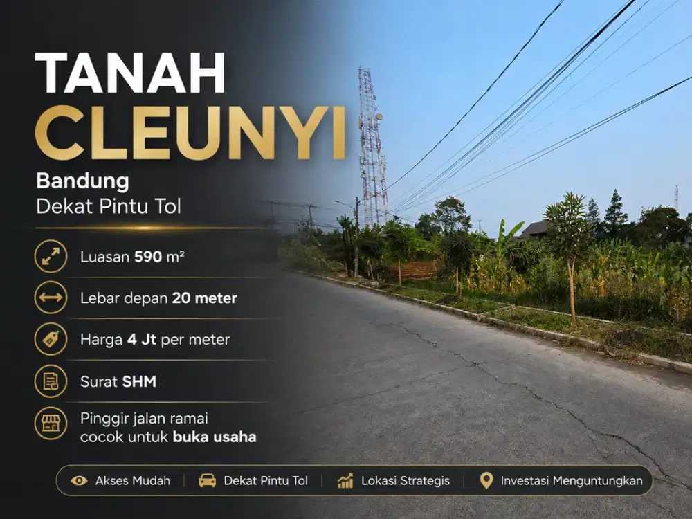Tanah SHM Cileunyi Bandung Dekat Tol Pinggir Jalan Cocok Usaha