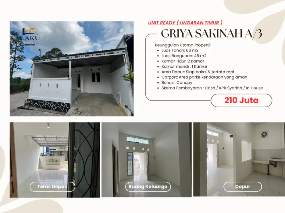 Tinggal Masuk & Free Canopy! Griya Sakinah Blok A3 Leyangan Ungaran Pilihan Hunian Ideal.