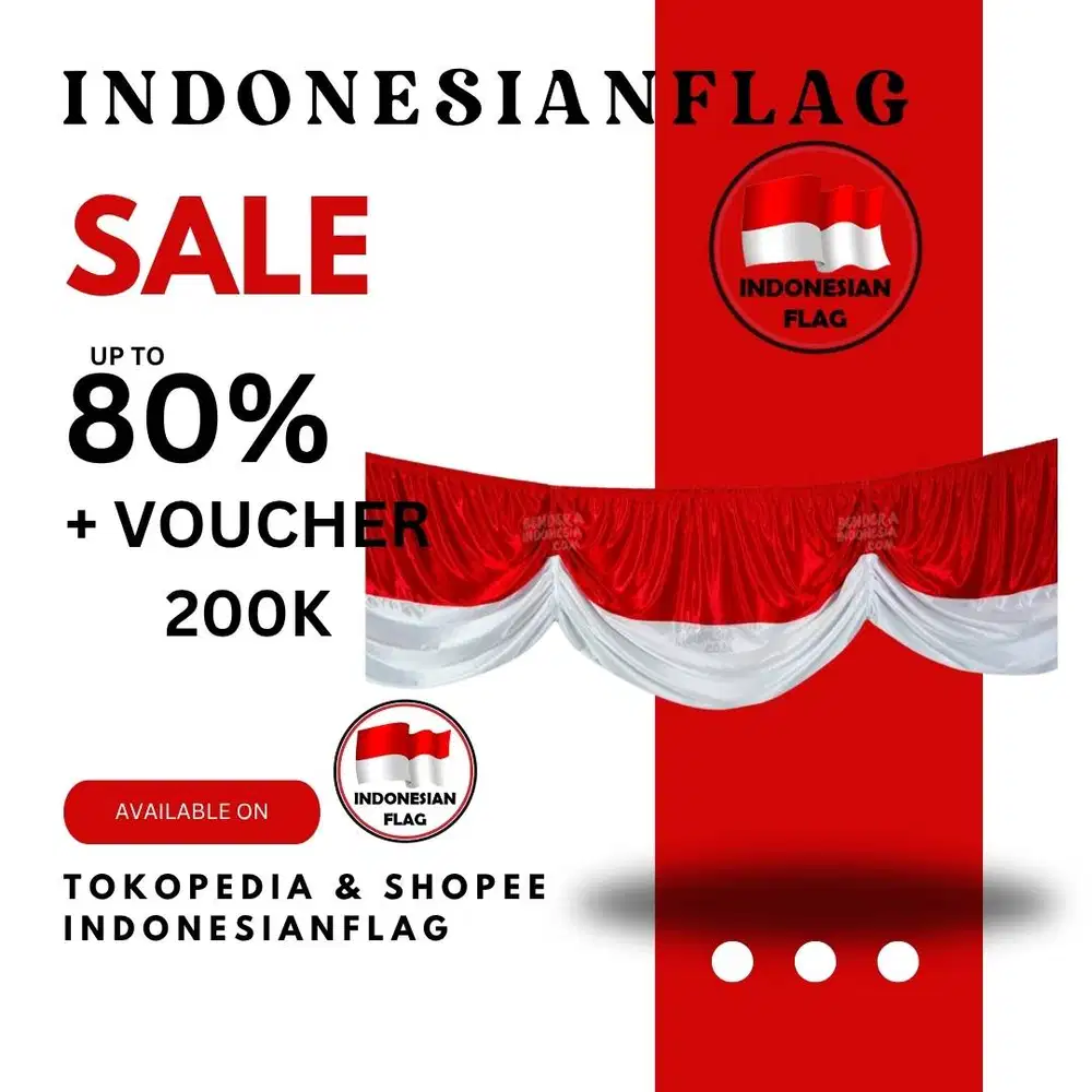 Bendera Merah Putih Backdrop 10 Meter 10 Gelombang