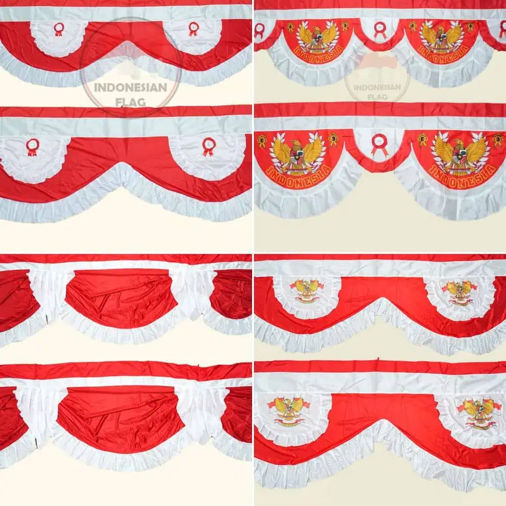 Bendera Merah Putih Backdrop 10 Meter 10 Gelombang