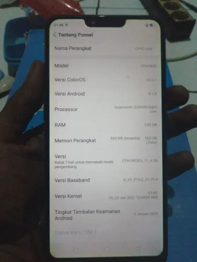 oppo a3s ram 2 batangan