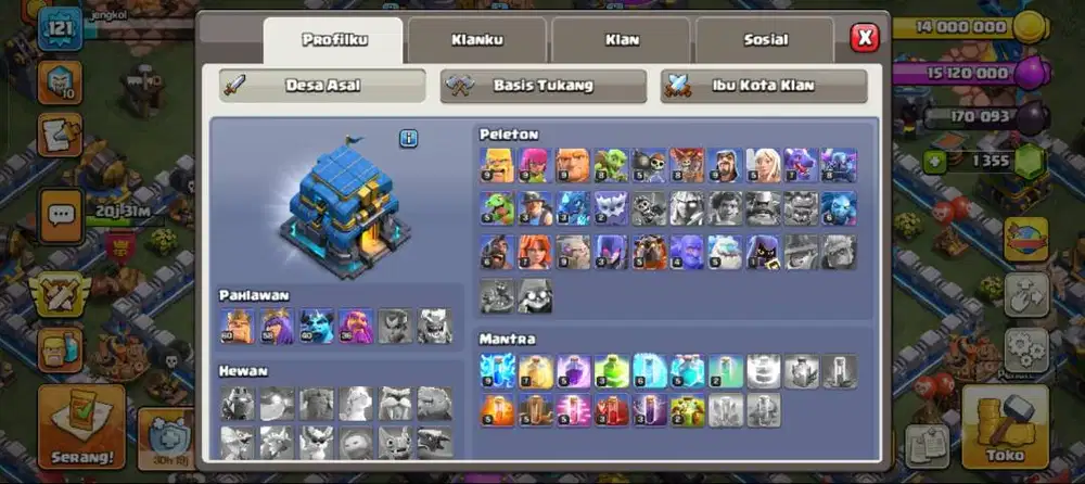 Akun coc th 12 50k hampir max hanya tinggal Hero nya saja