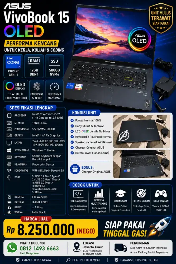 LAPTOP ASUS VIVOBOOK 15 OLED CORE i7
