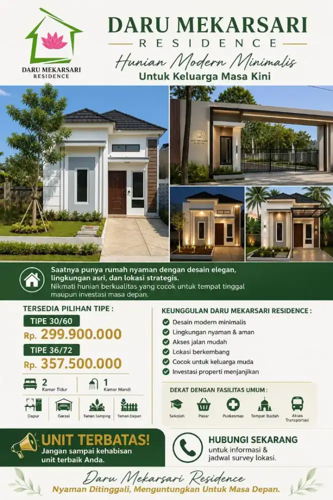 Daru Mekarsari Residence Lokasi Strategis 2menit dekat stasiun KRL,