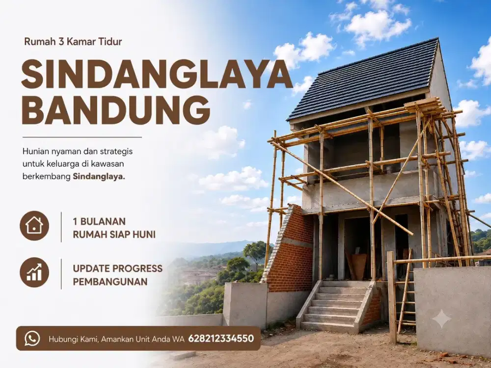Rumah 2 Lantai 3 Kamar Tidur Siap Huni 1,5 Bulan di Sindanglaya Arcamanik Bandung