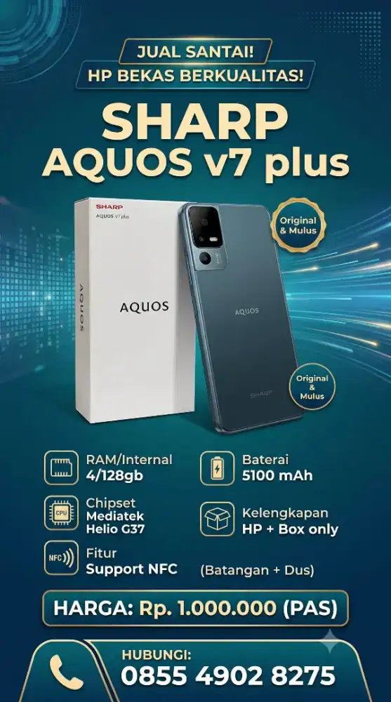 SHARP AQUOS V7 PLUS - RAM 4/128 GB || HP + BOX AJA