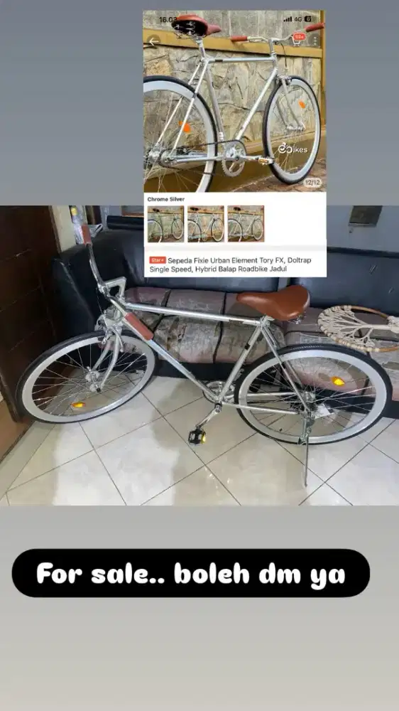 Sepeda Fixie Urban Element Tory FX, Doltrap Single Speed, Hybrid Balap