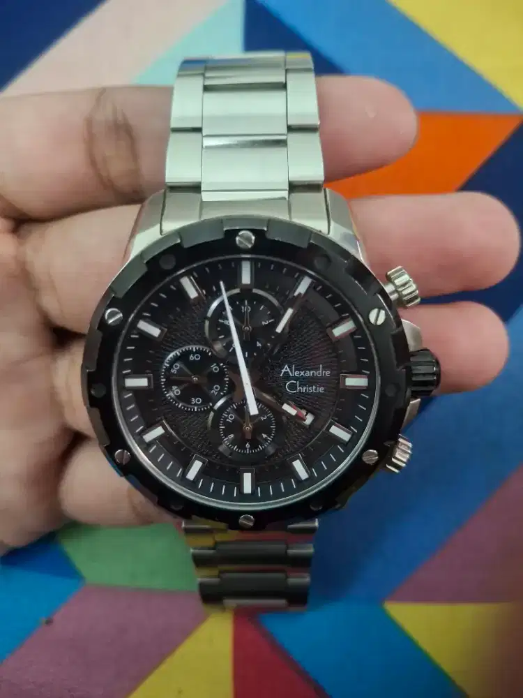 Jam tangan Alexandre christie chronograph ac 6602 mc btbba men black