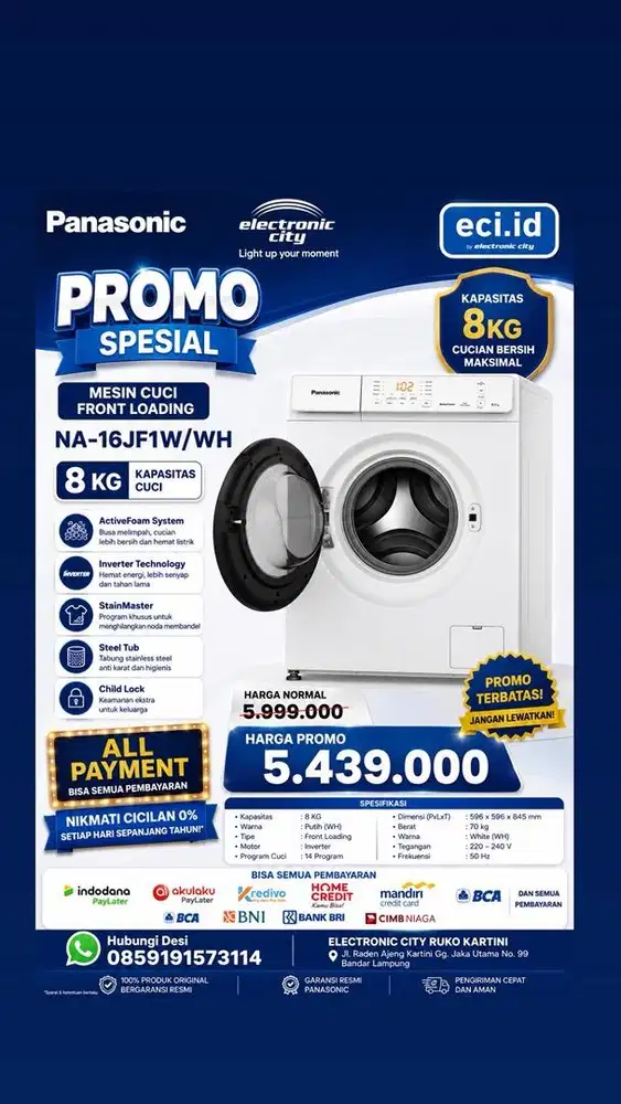 Mesin Cuci Panasonic 8kg