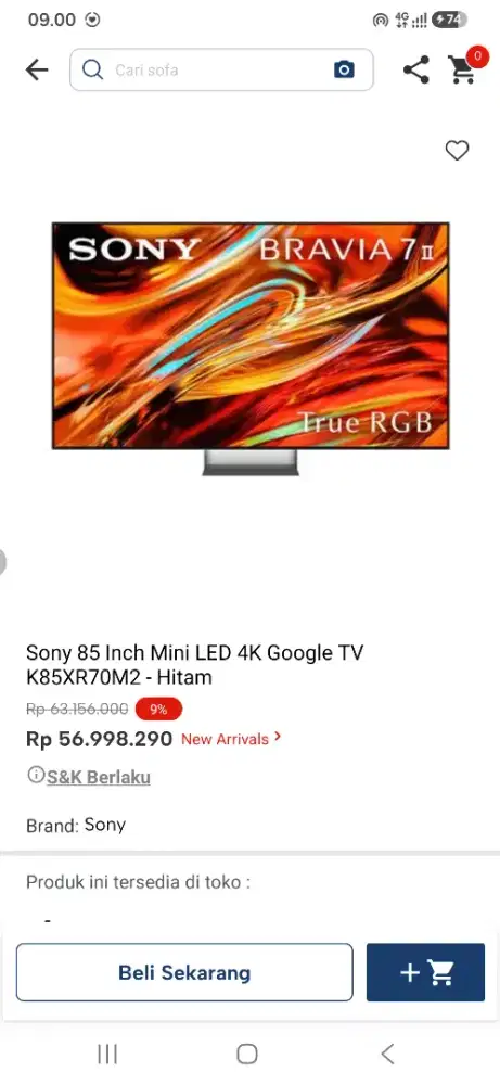 Sony 85 inch mini led 4k googl tv k85xr