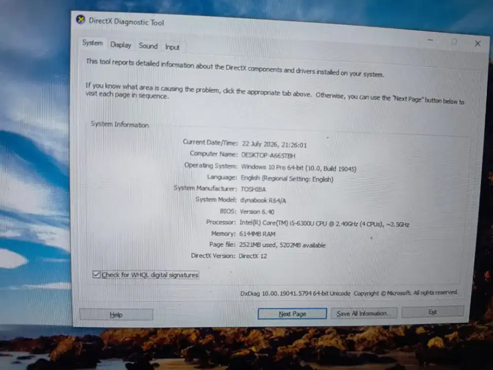 Toshiba Dynabook R64/A