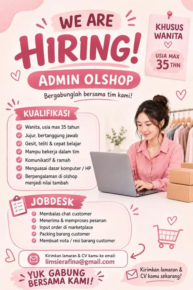 Admin olshop domisili tangerang