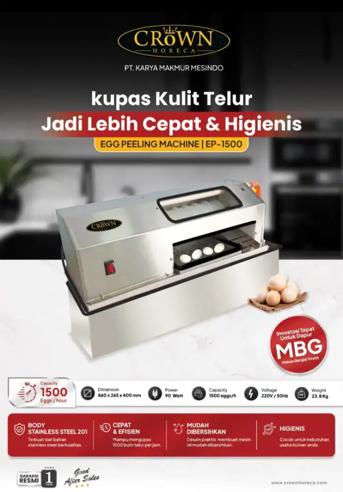 Mesin Pengupas Kupas Kulit Telur Telor Crown EP-1500