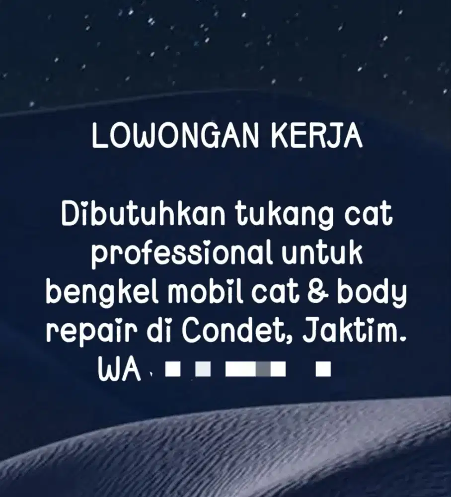 Lowongan Kerja Tukang Cat Body Repair