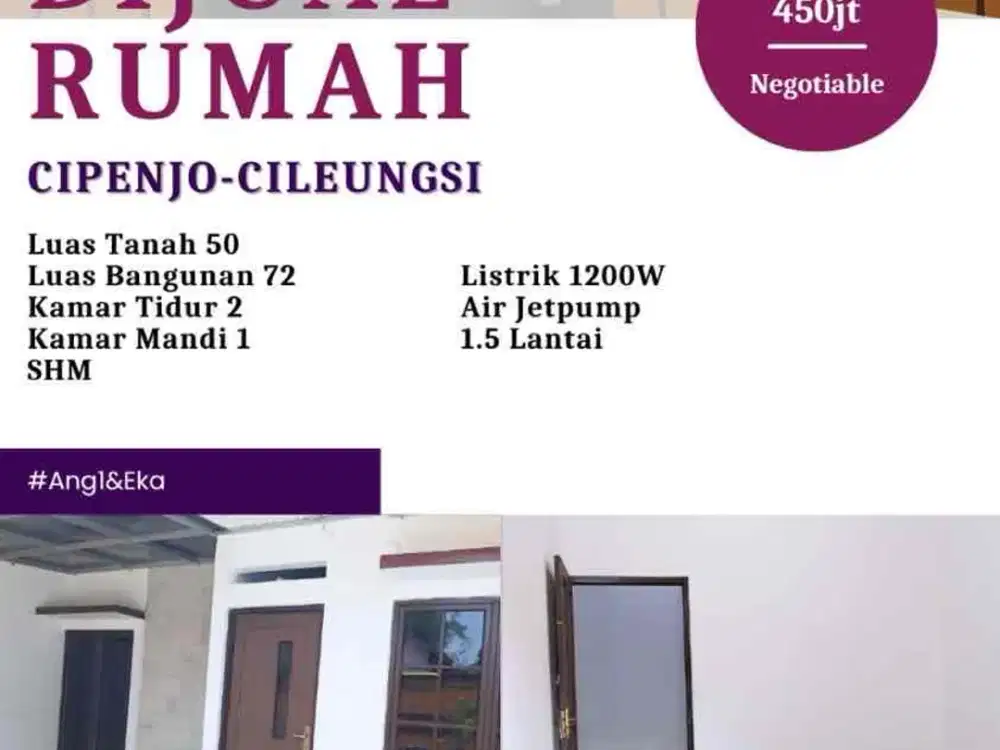 Tersedia untuk dijual, rumah rapih dan bersih di Cipenjo, Cileunsgi. kab Bogor