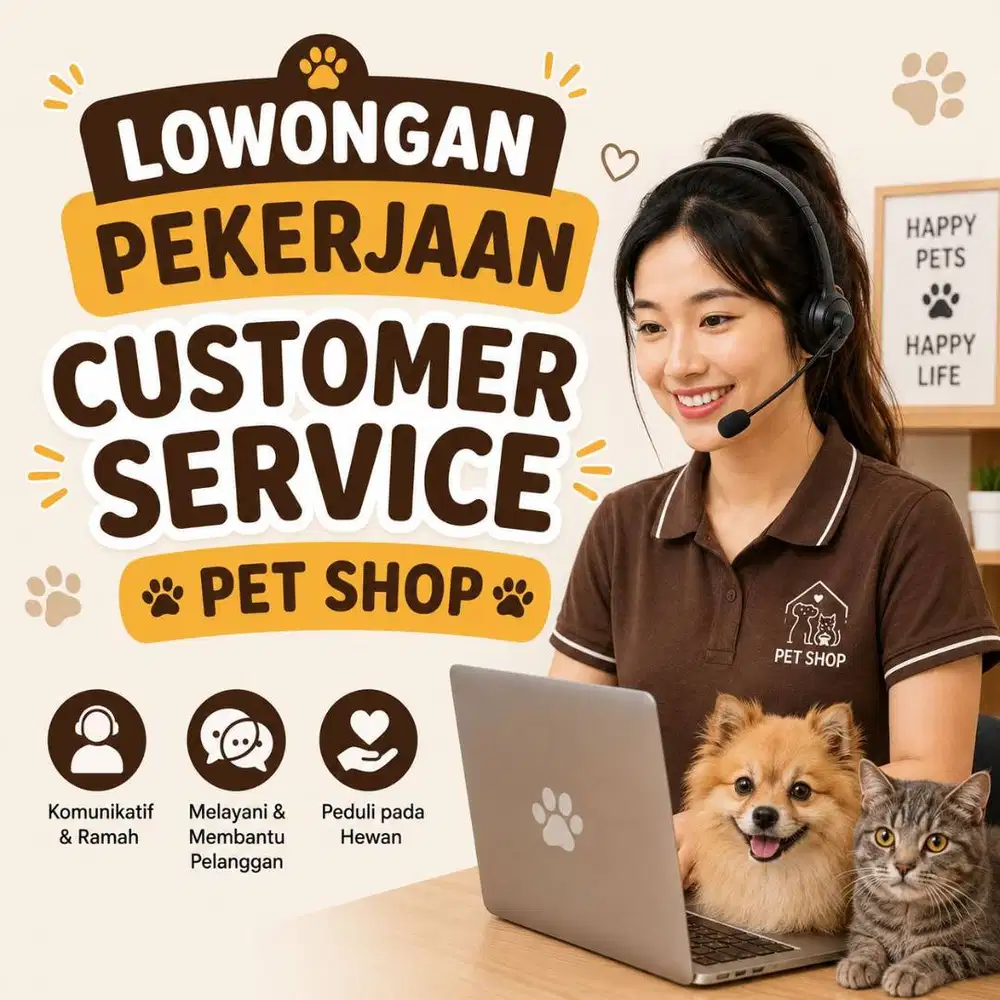 Lowongan Admin Customer Service Toko Hewan Peliharaan - Pluit