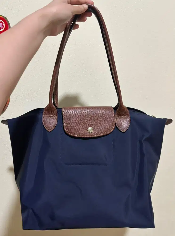 Longchamp Le Pliage Original Medium Long Handle Navy
