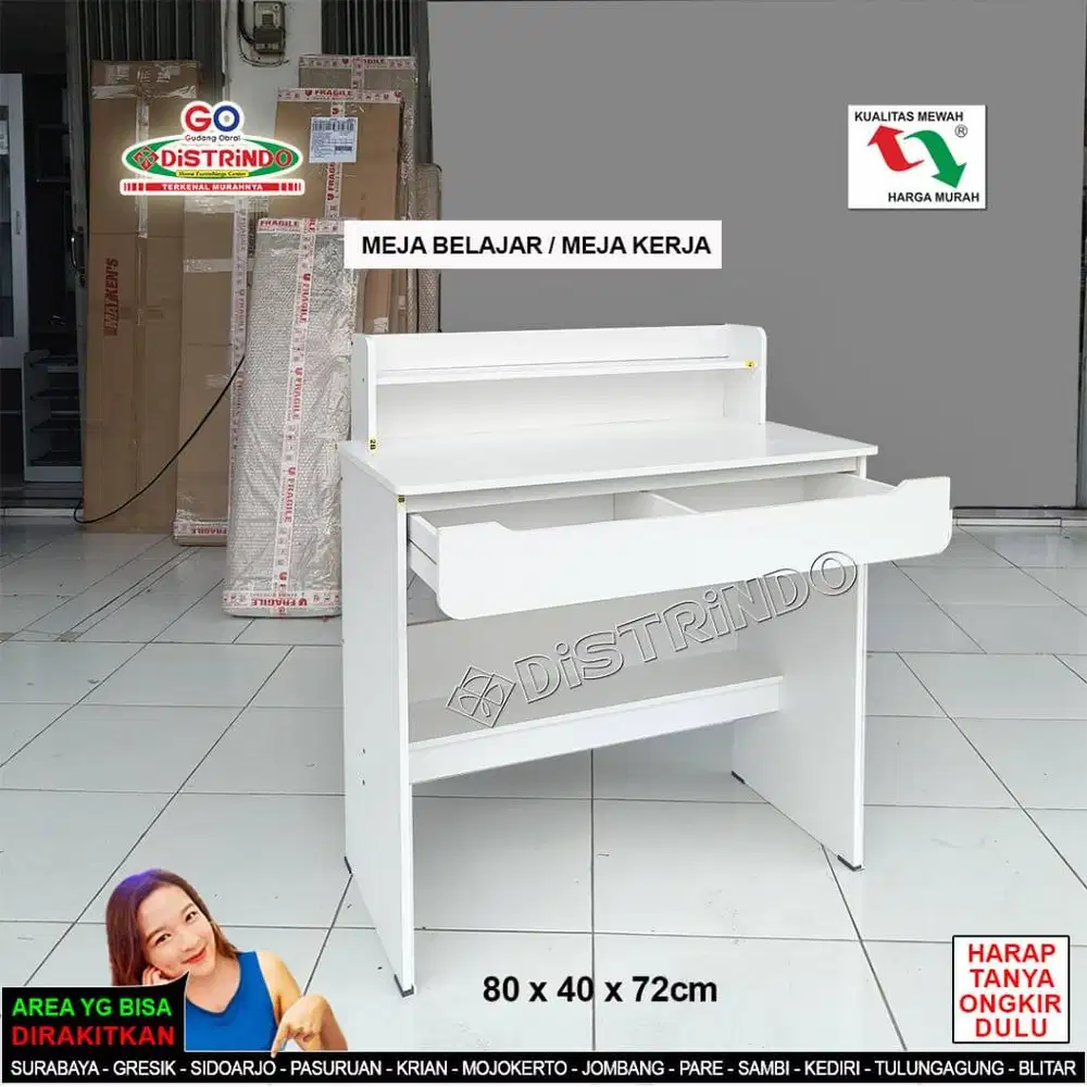 DISTRINDO Meja Kerja Minimalis / Meja Belajar rak